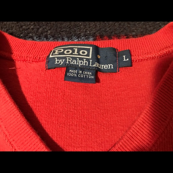 Vintage Polo Ralph Lauren Classic Red V Neck Sweater L p wing stadium rlpc Golf - Picture 4 of 10